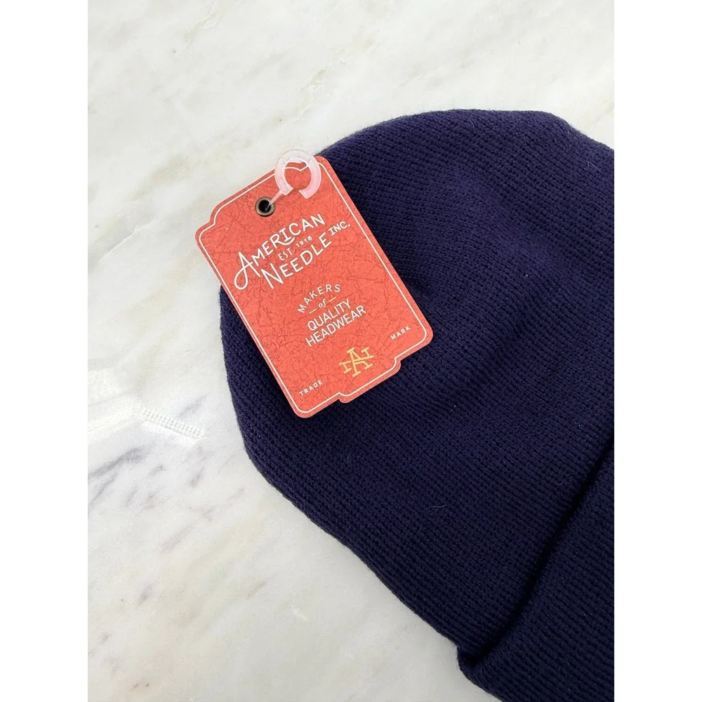 American Needle Navy Blue‎ Knit Cuffed Beanie Hat NWT Solid Ribbed Winter Cap